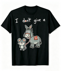 I Dont Give A Rats Donkey Shirt Unisex Funny Cartoon Rat & Donkey Graphic Tee, Humorous Hand‑Drawn Animal Print Casual Crew Neck Short Sleeve Novelty Tee for Men Women