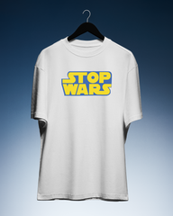 DIYANYONE Original "STOP WARS" Cotton T-Shirt - Sci-Fi Parody Peace Activism Tee, Viral Pop-Culture Style