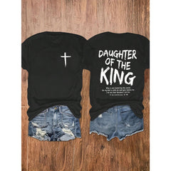 Jesus Christ Design Women's Soft Casual Crew Neck Short Sleeve T-Shirt, Double-Sided Printing, Comfortable & Fashionable For Everyday Wear