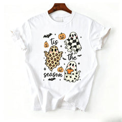 Tis The Season Ghost Shirt, Cute Halloween Ghost Graphic Tee, Checkered Spooky Season T-Shirt, Fall Halloween Gift