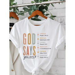 Women's Christian Faith Graphic T-Shirt, Inspirational Bible Verse Print Casual Crew Neck Short Sleeve Tee, Church Shirt Gift for Mom, Wife, Sister, Daughter