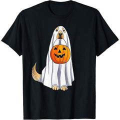Funny Halloween Dog Ghost and Pumpkin T-Shirt