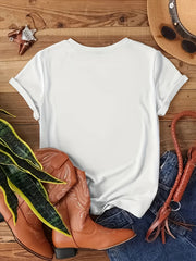 Women'S Leopard Print Bow High Heel Pattern Casual T-Shirt