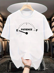 Men's T-shirt - Black "Patience Chart" Graphic with Humorous Lettering, Soft and Breathable Fabric, Casual Round Neck Short Sleeve Top, Suitable for Outdoor, Travel and Fitness