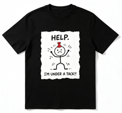 Men' & Funny "Help I' Pinned" Sticky Humor T-Shirt - Retro Clapper Design, Relaxed‑Fit Machine Washable Casual Holiday Gift Apparel,Graphic Shirts