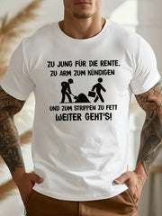 Men's Funny Work Graphic T Shirt Too Young To Retire Too Poor To Quit Humor Quote Print Casual Short Sleeve Crew Neck Tee