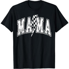 Mama Lightning Bolt Checkered Varsity T-Shirt