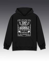 DIYANYONE Original "100% ASSHOLE" Hoodie - Heavyweight Cotton Blend Pullover, Dark Humor Rebel Graphic Hoodies