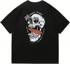 Graphic Tees Y2k Vintage Skull Print Short Sleeve Concert Tops Summer T Shirts
