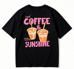 Women's Coffee & Sunshine Graphic T-Shirt 100%Cotton Summer Essential COFFEE Print Round Neck Casual Top for Women - Women'S Clothing