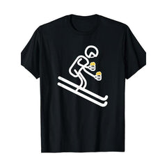 T-Shirt with Fun Skiing Beer Graphic