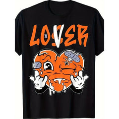 Retro T-Shirt with "Lover" Orange Heart Graphic