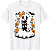 Vintage Halloween Ghost Holding Black Cat T-Shirt