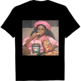 Funny Creepy Black Doll Girl Meme T-Shirt - Viral Reaction Graphic Tee, Y2K Aesthetic Unisex Casual Top