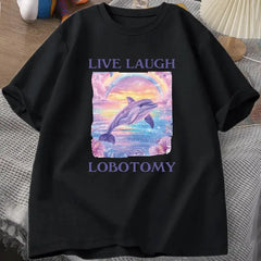 Funny Dolphin Meme T-shirt Silly Weird Short Sleeve Tshirt Unisex Printed T-shirt Tops