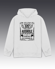 DIYANYONE Original "100% ASSHOLE" Hoodie - Heavyweight Cotton Blend Pullover, Dark Humor Rebel Graphic Hoodies
