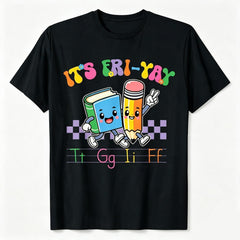 Funny TGIF teacher and Friday educator T-shirt. Perfect as a gift for teachers, casual wear, and stylish outings.