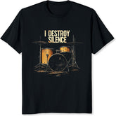 I Destroy Silence T-Shirt for Men Classic Rock Graphic Tee Vintage Gift for Music Lovers