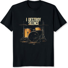 I Destroy Silence T-Shirt for Men Classic Rock Graphic Tee Vintage Gift for Music Lovers