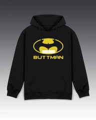 DIYANYONE Original BUTTMAN Parody Hoodie - Heavyweight Cotton Blend Pullover, Funny Superhero Culture Graphic Hoodies