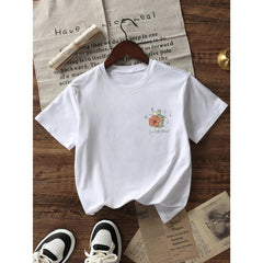 Women's Summer Turtle, Floral & Letter Print Casual Loose Round Neck Beach Vacation T-Shirt White