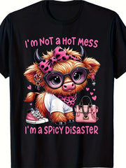 I'm Not A Hot Mess I'm A Spicy Disaster Graphic Tee for Men Women, Funny Sarcastic Short Sleeve T-Shirt, Casual Crew Neck Top for Her Him Gift