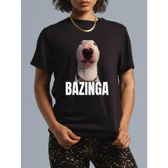 100% Cotton Bazinga Funny Cringe Meme Dog GenZ Trendy Teenager Slang T-Shirt