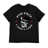 FUN FACT I DON'T CARE Skull Print T-Shirt