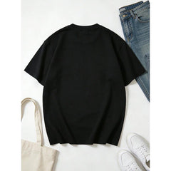 Women Clothes Beach Postcard Print Cream TShirt, Cute Casual Crew Neck Summer Top, Women's Basic Tee