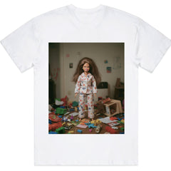 Doll in Pajamas Playroom Scene T-Shirt - Funny Creepy Cute Graphic Tee, Unisex Casual Gift