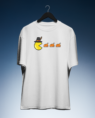 DIYANYONE Original Retro Gaming Tee: Pac-Man Pilgrim Turkey Feast Hunt