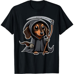 Weiner Dog Halloween Dachshund Grim Reaper T-Shirt