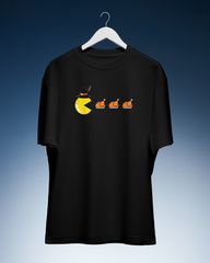 DIYANYONE Original Retro Gaming Tee: Pac-Man Pilgrim Turkey Feast Hunt