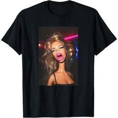 Funny Doll Face Meme T-Shirt - Creepy Cute Doll Party Graphic Tee, Unisex Casual Top