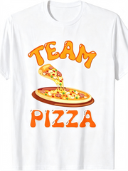 Team Pizza Graphic T‑Shirt for Men Women, Retro Fun Pizza Lover Casual Short Sleeve Crewneck Tee, Food Enthusiast Gift Top