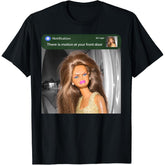 There Is Motion at Your Front Door Funny Doll Face Viral Meme Graphic T-Shirt - Smart Home Alert Parody Graphic Tee, Unisex Casual Top