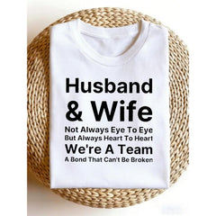 Not Always Eye To Eye But Always Heart To Heart Husband Wife Couple T-Shirt Romantic Matching Anniversary Valentine Gift Unisex Summer Casual Top Soft Cotton Crew Neck Vintage Style