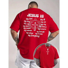 Men's Graphic T-Shirt Jesus Cross Faith Daily Wear 100% Cotton Unisex Gift Idea For Him Her Religious Apparel Spiritual Comfortable Fit Casual Style