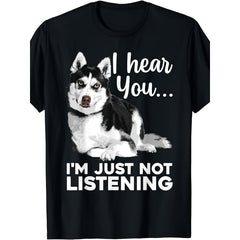 Siberian Husky Retro Graphic Tee – Funny Dog Lover Shirt for Men Women, Soft Cotton Casual Crewneck