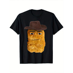 Geometric Cowboy Chicken Nugget Meme Design Men's Summer Casual T-Shirt