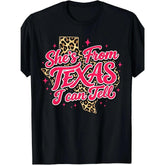 I Can Tell at a Glance That She‘s From Texas Vintage Leopard Print T-Shirt - Texas Lone Star Graphic Tee, Unisex Casual Top