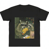Cute Raccoon Taco T-Shirt, Funny Animal Meme Graphic Tee, Unisex Y2K Casual Top, Soft Cotton Streetwear