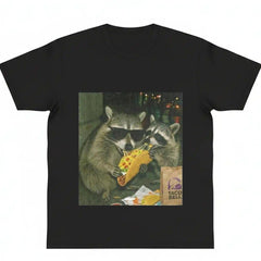 Cute Raccoon Taco T-Shirt, Funny Animal Meme Graphic Tee, Unisex Y2K Casual Top, Soft Cotton Streetwear