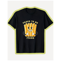 Fun French Fries TShirt, Featuring a Round Neck Both Men And Women, It Offers a Casual, Perfect for Commuting, Gatherings with Friends