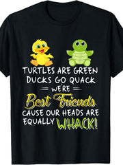 Turtle Duck Best Friends Cute Cartoon Graphic Tee Funny Animal Quote Casual Unisex Kids Adults Short Sleeve Top