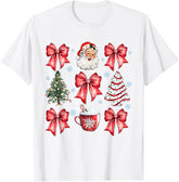 Red Coquette Christmas Vintage Santa Xmas Tree Cake Party T-Shirt