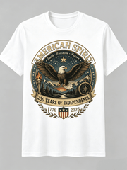 American Spirit Bald Eagle T-Shirt 250 Years of Independence 1776-2026 Patriotic Mountain Torch Compass Vintage Graphic Short Sleeve Tee