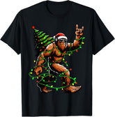 Santa Christmas Tree Xmas Lights Funny T-Shirt
