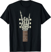 Rock On Skeleton Hand Guitar Gifts Men Graphic Tee Rock Band T-Shirt