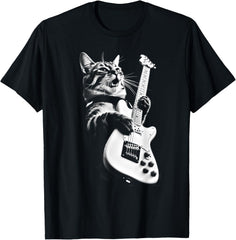 Unknown Designer Rock Cat Playing Guitar - Funny Guitar Cat T-Shirt
